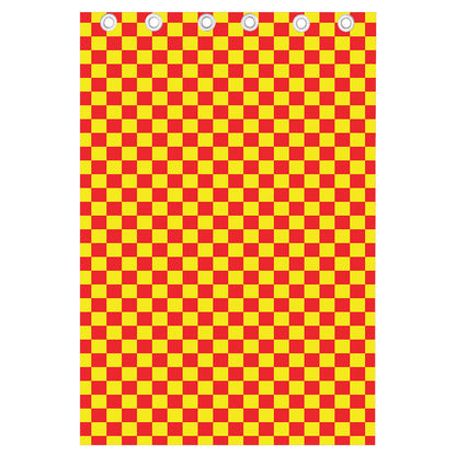 Red And Yellow Checkered Pattern Print Curtain