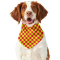 Red And Yellow Checkered Pattern Print Dog Bandana