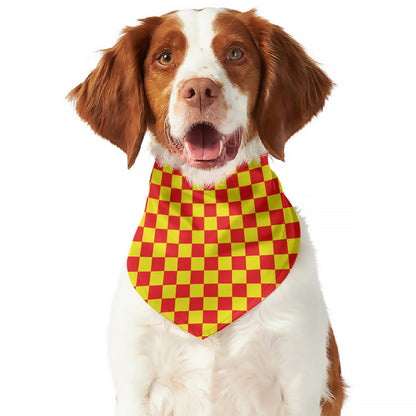 Red And Yellow Checkered Pattern Print Dog Bandana