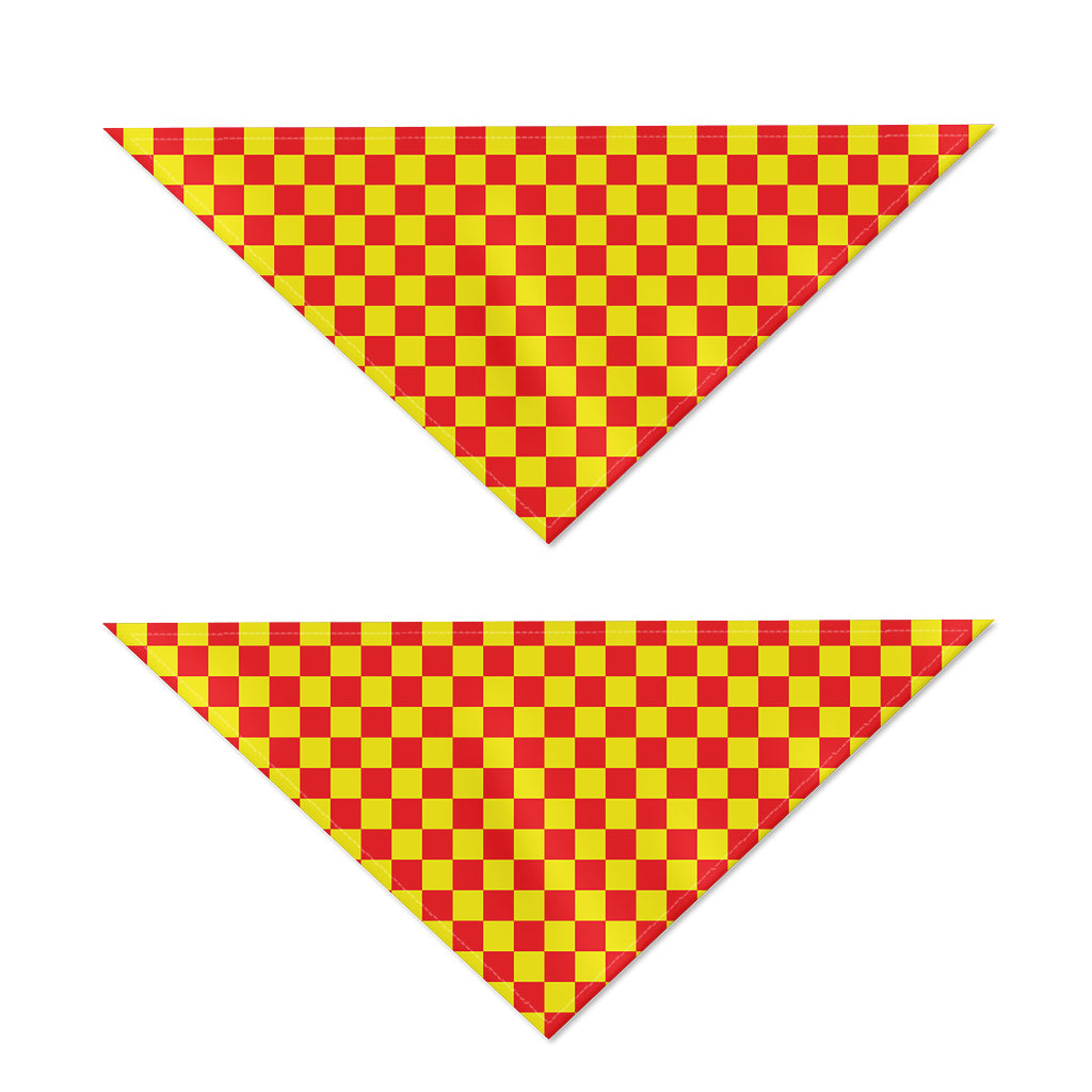 Red And Yellow Checkered Pattern Print Dog Bandana
