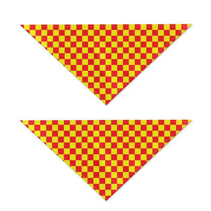 Red And Yellow Checkered Pattern Print Dog Bandana