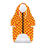 Red And Yellow Checkered Pattern Print Dog Zip Up Hoodie