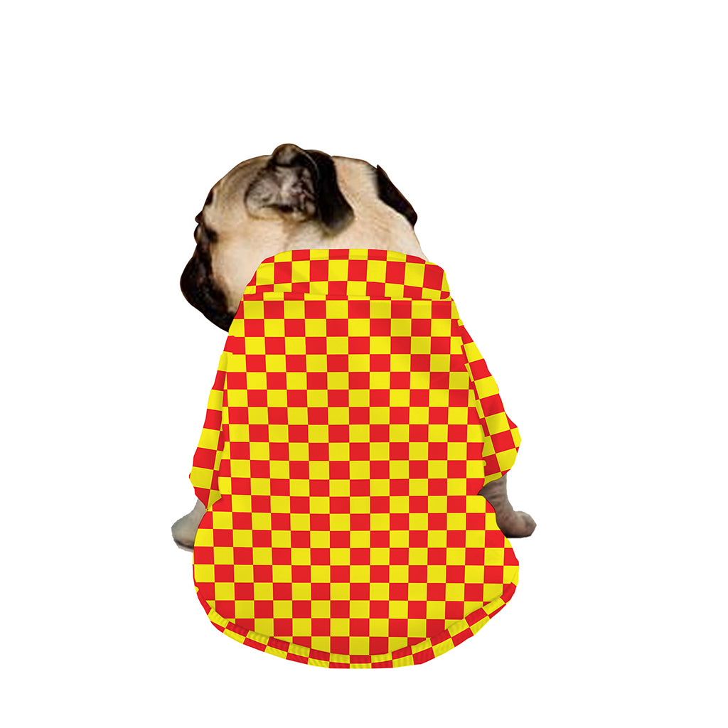 Red And Yellow Checkered Pattern Print Dog Zip Up Jacket