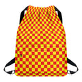 Red And Yellow Checkered Pattern Print Drawstring Backpack