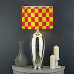 Red And Yellow Checkered Pattern Print Drum Lamp Shade