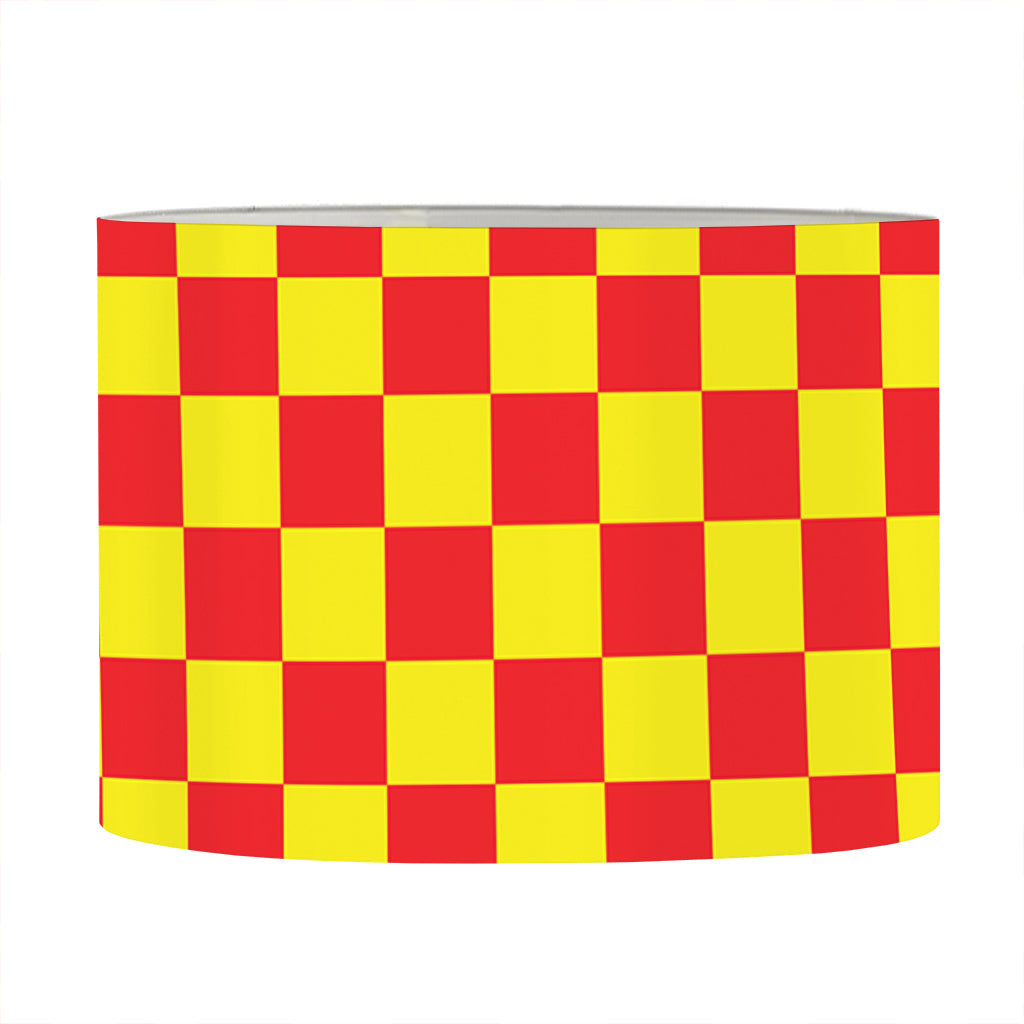 Red And Yellow Checkered Pattern Print Drum Lamp Shade