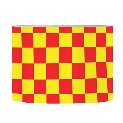 Red And Yellow Checkered Pattern Print Drum Lamp Shade