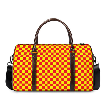 Red And Yellow Checkered Pattern Print Duffle Bag