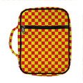 Red And Yellow Checkered Pattern Print Front Pocket Bible Bag