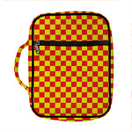 Red And Yellow Checkered Pattern Print Front Pocket Bible Bag