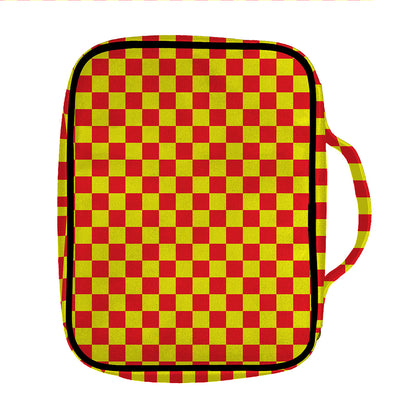 Red And Yellow Checkered Pattern Print Front Pocket Bible Bag