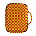 Red And Yellow Checkered Pattern Print Front Pocket Bible Bag