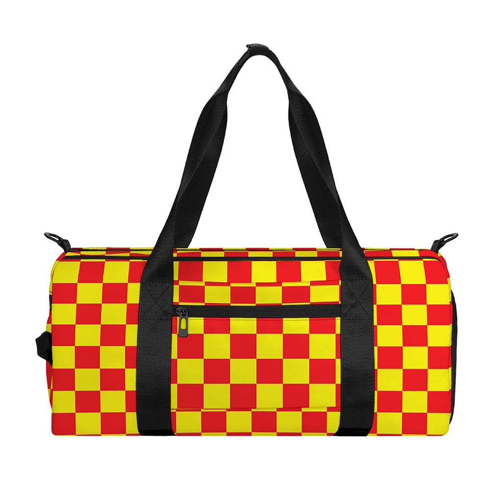 Red And Yellow Checkered Pattern Print Gym Bag