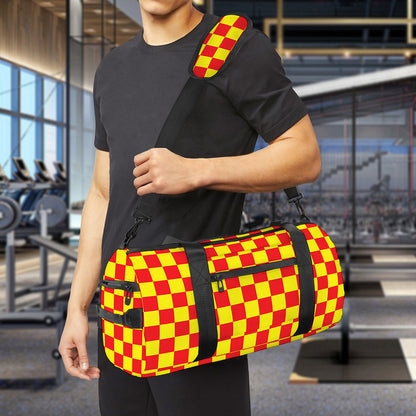 Red And Yellow Checkered Pattern Print Gym Bag