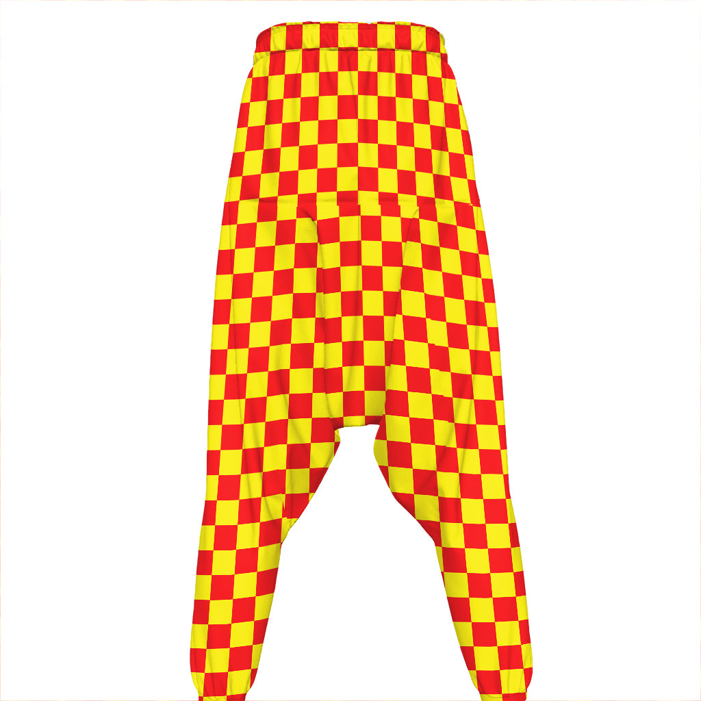Red And Yellow Checkered Pattern Print Hammer Pants