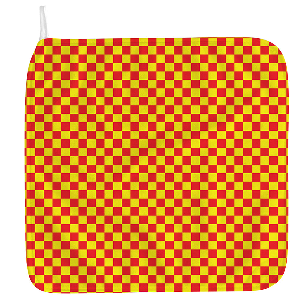 Red And Yellow Checkered Pattern Print Hand Towel