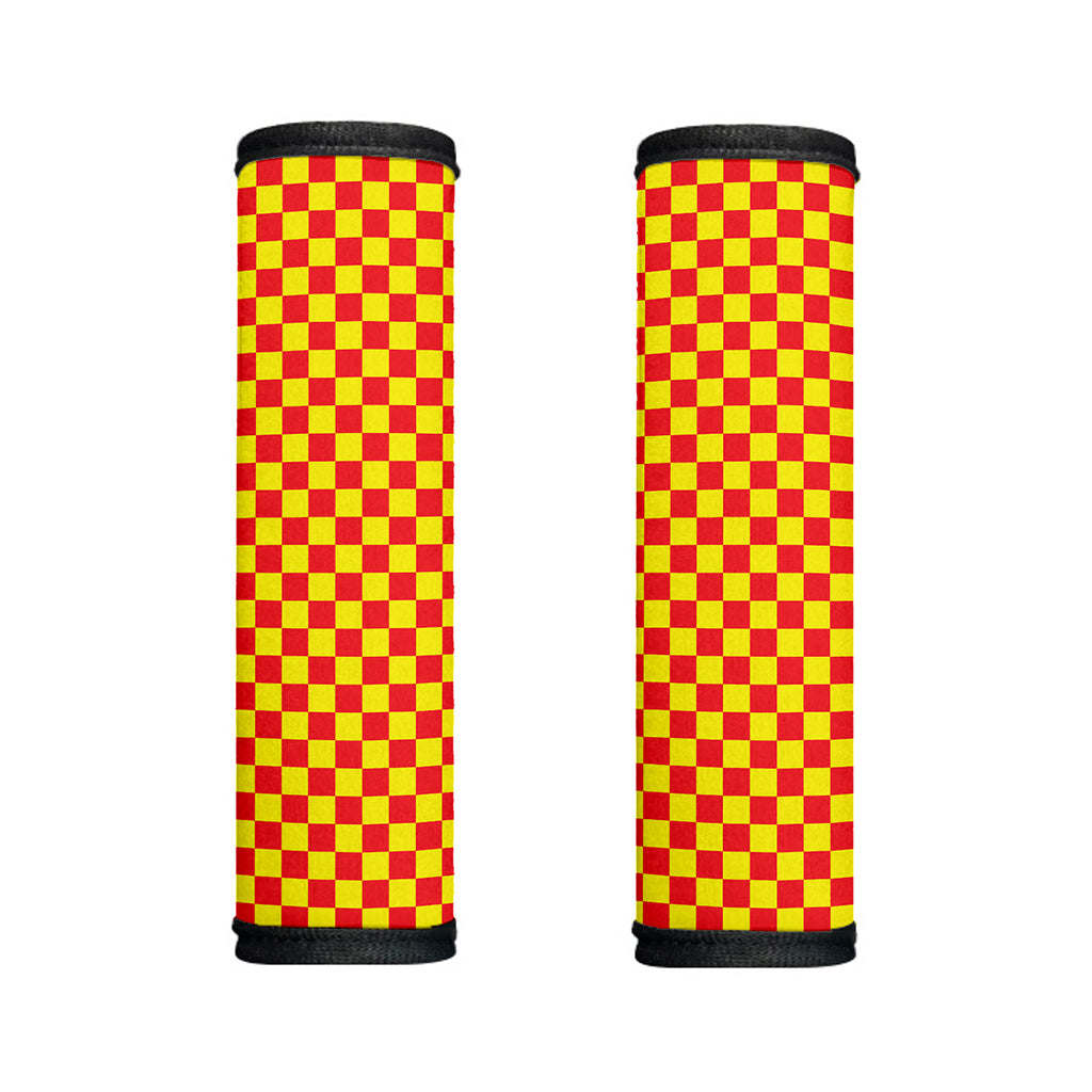 Red And Yellow Checkered Pattern Print Handle Covers