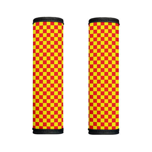 Red And Yellow Checkered Pattern Print Handle Covers