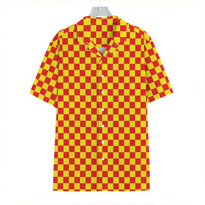 Red And Yellow Checkered Pattern Print Hawaiian Shirt