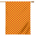 Red And Yellow Checkered Pattern Print House Flag