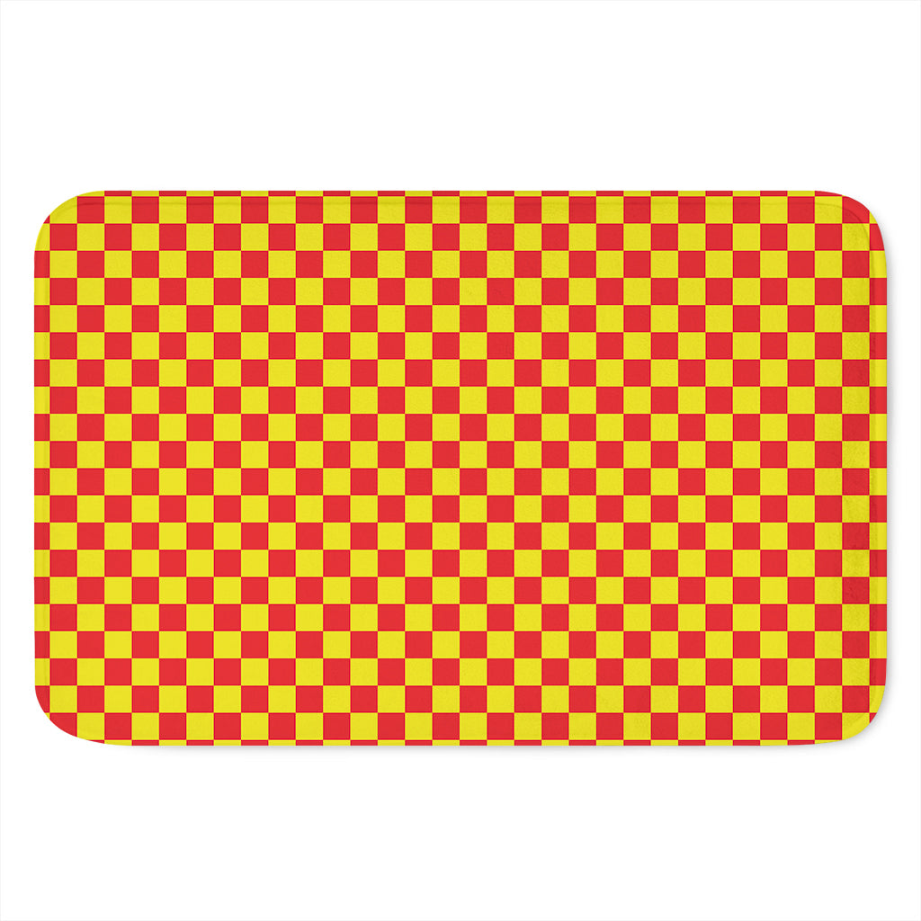 Red And Yellow Checkered Pattern Print Indoor Door Mat