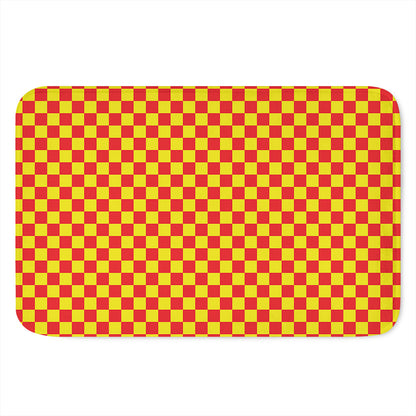 Red And Yellow Checkered Pattern Print Indoor Door Mat