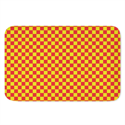 Red And Yellow Checkered Pattern Print Indoor Door Mat