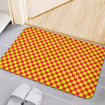 Red And Yellow Checkered Pattern Print Indoor Door Mat