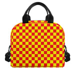 Red And Yellow Checkered Pattern Print Insulated Lunch Bag