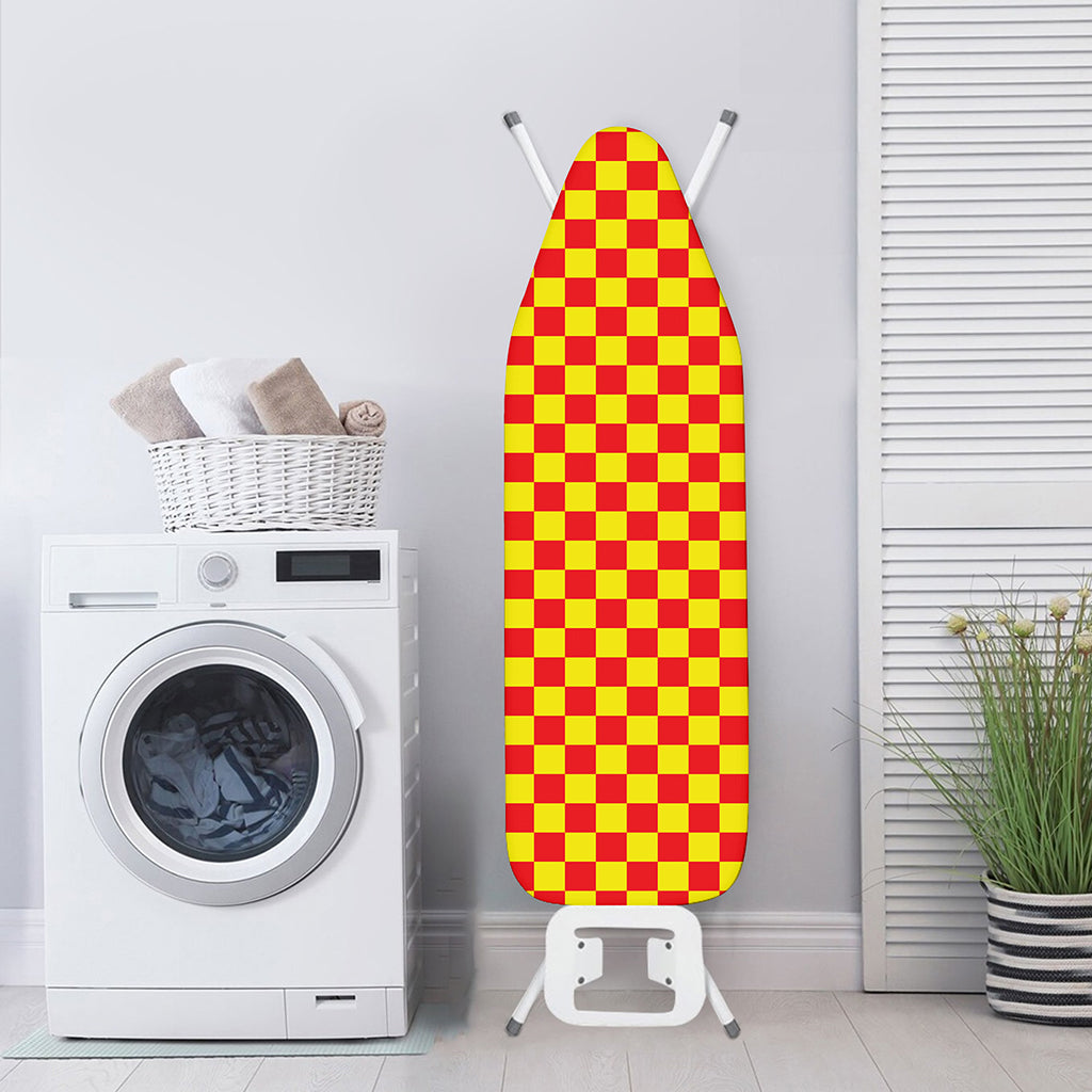 Red And Yellow Checkered Pattern Print Ironing Board Cover