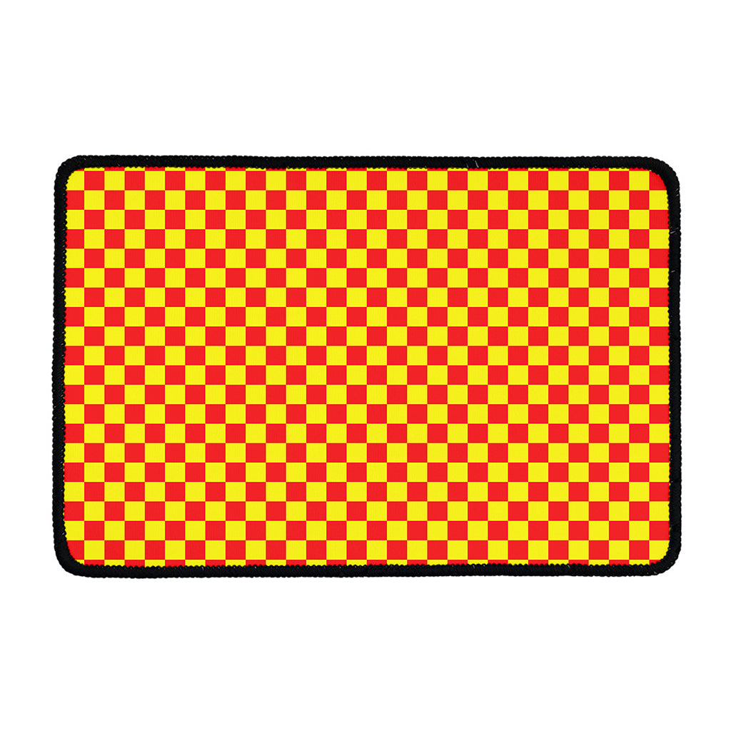 Red And Yellow Checkered Pattern Print Kitchen Mat