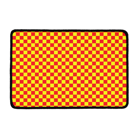 Red And Yellow Checkered Pattern Print Kitchen Mat