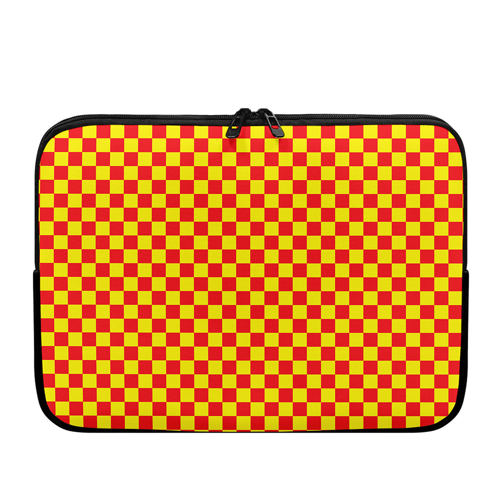 Red And Yellow Checkered Pattern Print Laptop Sleeve