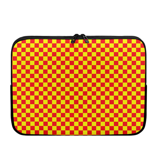 Red And Yellow Checkered Pattern Print Laptop Sleeve