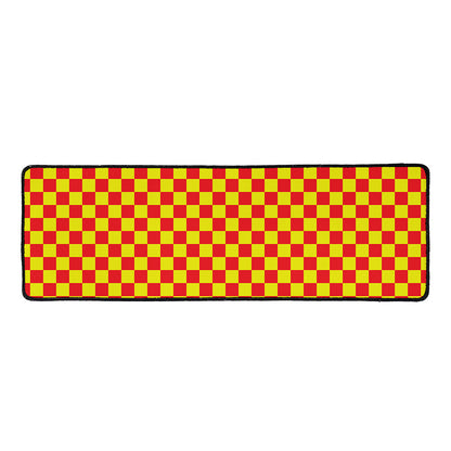 Red And Yellow Checkered Pattern Print Long Kitchen Mat
