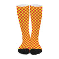 Red And Yellow Checkered Pattern Print Long Socks
