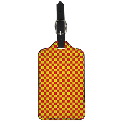 Red And Yellow Checkered Pattern Print Luggage Tag