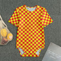 Red And Yellow Checkered Pattern Print Men's Bodysuit