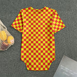 Red And Yellow Checkered Pattern Print Men's Bodysuit