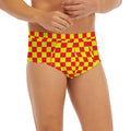 Red And Yellow Checkered Pattern Print Men's Briefs