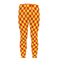 Red And Yellow Checkered Pattern Print Men's Leggings