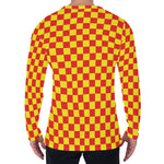 Red And Yellow Checkered Pattern Print Men's Long Sleeve T-Shirt