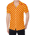 Red And Yellow Checkered Pattern Print Men's Shirt