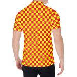 Red And Yellow Checkered Pattern Print Men's Shirt