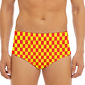 Red And Yellow Checkered Pattern Print Men's Triangle Swim Briefs