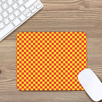 Red And Yellow Checkered Pattern Print Mouse Pad