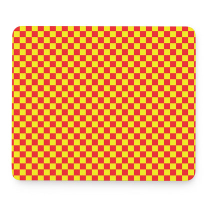 Red And Yellow Checkered Pattern Print Mouse Pad