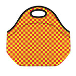 Red And Yellow Checkered Pattern Print Neoprene Lunch Bag