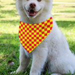 Red And Yellow Checkered Pattern Print Over The Collar Dog Bandana