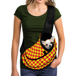 Red And Yellow Checkered Pattern Print Pet Sling Carrier
